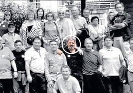 La última foto pública de Joseba Antxon Alonso Egurrola, señalado con un círculo, durante la celebración de la quintada de 1965 en Elgoibar el pasado 24 de mayo.