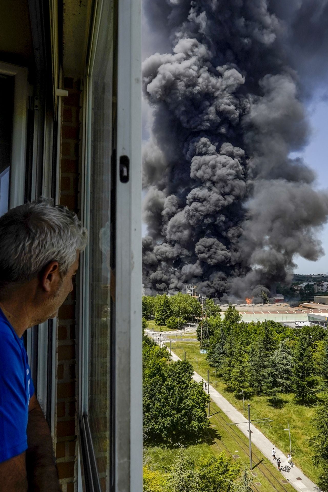 El gran incendio de LEA se ve desde todo Vitoria