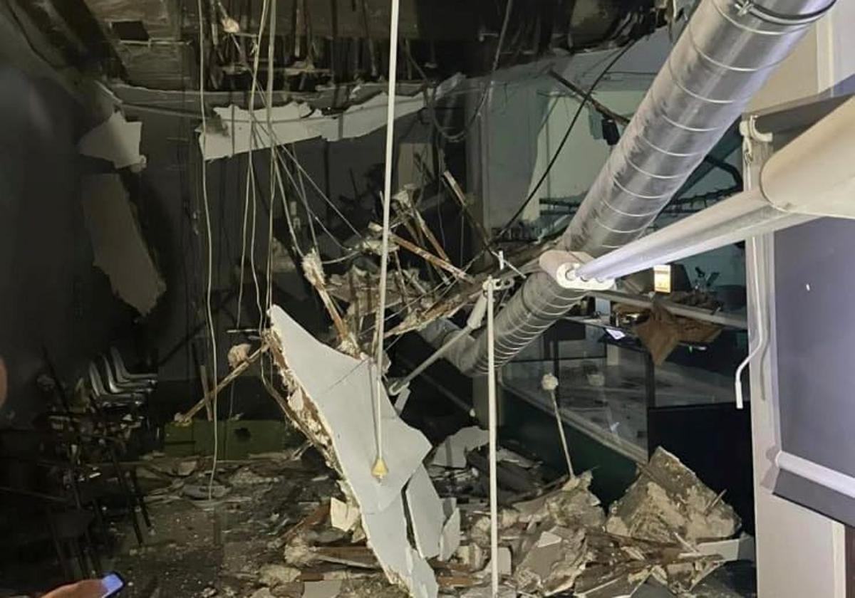 Aspecto de la plaza de abastos tras el incidente.