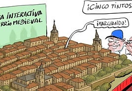 La viñeta de Cerrajería sobre la maqueta interactiva del Casco Viejo de Vitoria