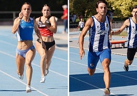 Rodrigo y Calbano, en pleno esfuerzo en la prueba de los 100 metros.