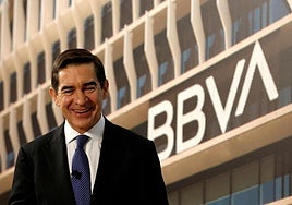 Carlos Torres Vila, presidente de BBVA, en Bilbao, en la Junta de Accionistas del banco.