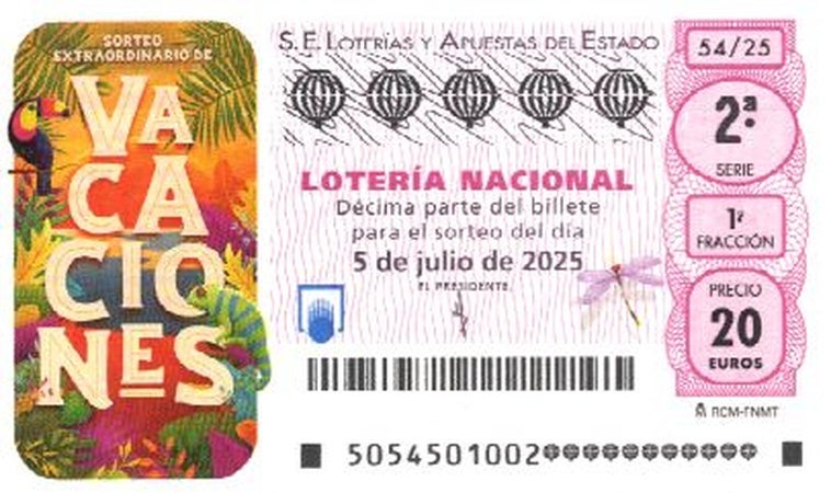 El sorteo de vacaciones de Lotería Nacional repartirá 20 millones a un solo décimo: premios y horario