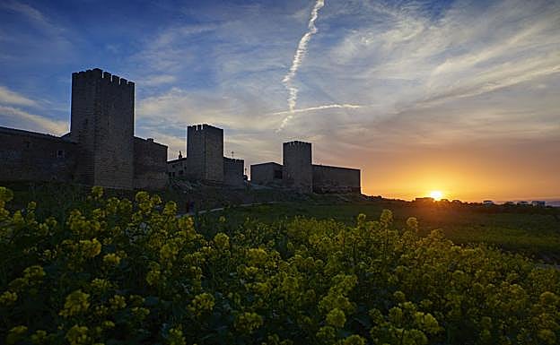 Cerco de Artajona al atardecer.