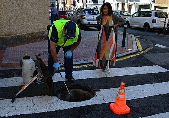 La concejala Rosa del Palacio supervisando una actuación.