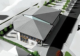 Recreación del edificio municipal de la calle Foru 9 de Amurrio.