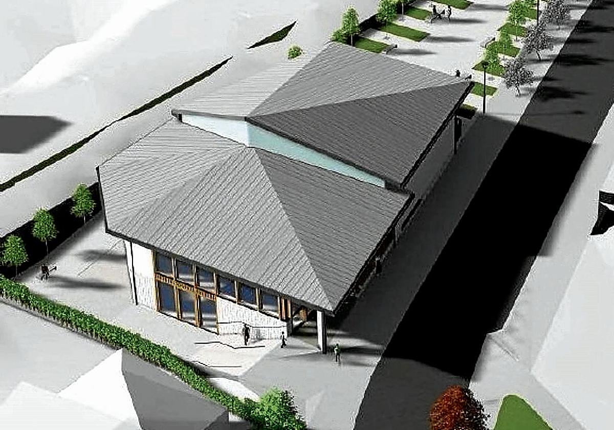 Recreación del edificio municipal de la calle Foru 9 de Amurrio.