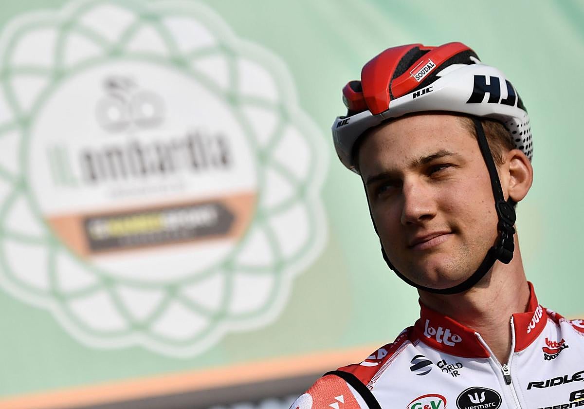 El ciclista Tim Wellens en Bergamo.