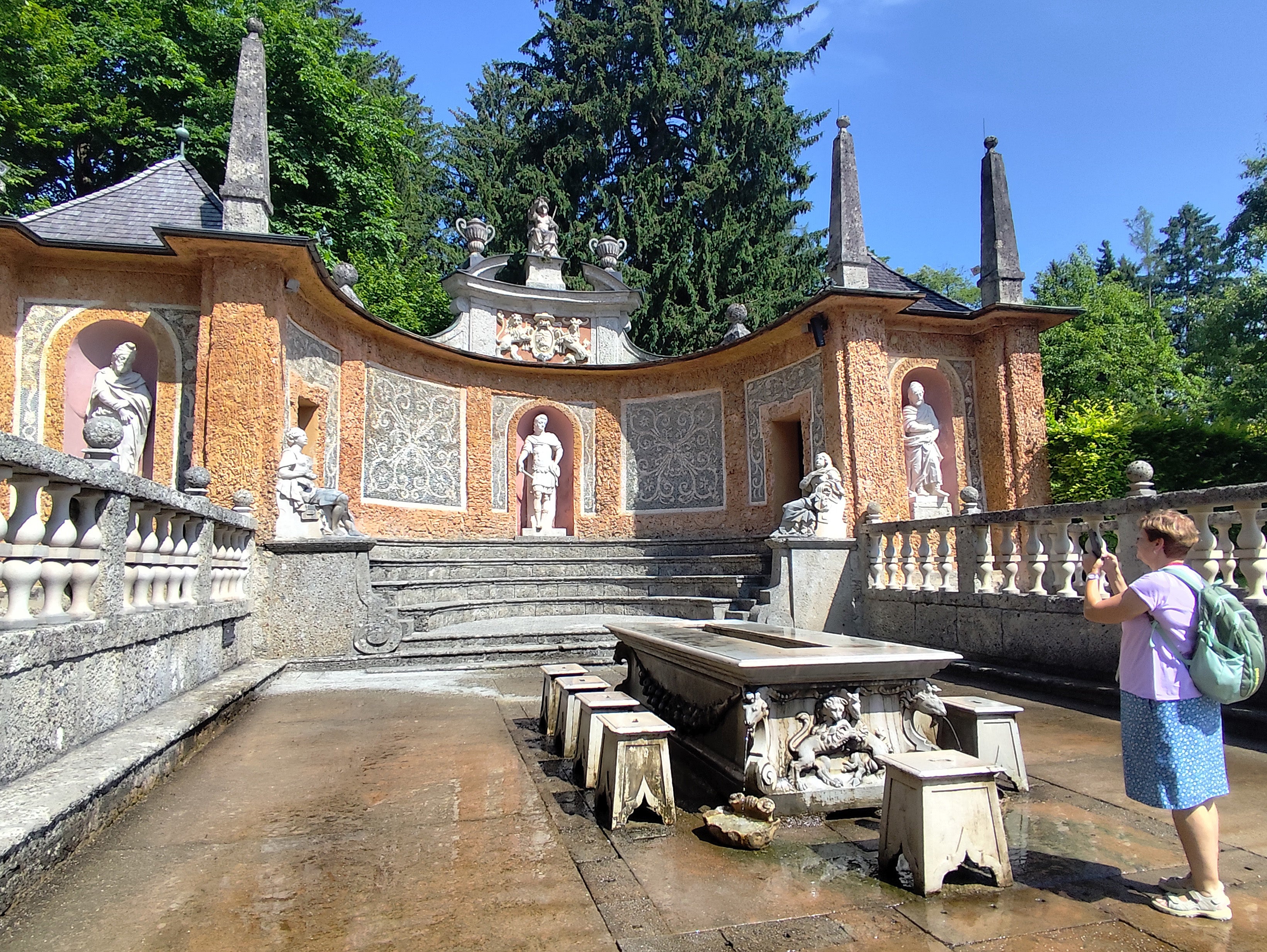 Uno de los juegos de agua en el Palacio de Hellbrunn.