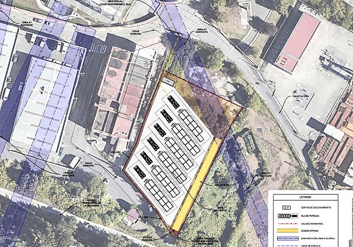 Planos de 'Bess Retuerto', proyecto que contempla la instalación de 17 grandes baterías en Barakaldo.