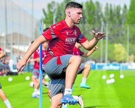 Areso, en el primer entrenamiento de pretemporada de Osasuna.