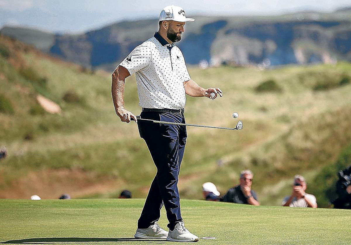 El vizcaíno, durante la ronda de prácticas del miércoles, en la que compartió recorrido con sus compañeros de equipo en la Legión XIII Tyrrell Hatton y Tom McKibbin, además de Skov Olesen.