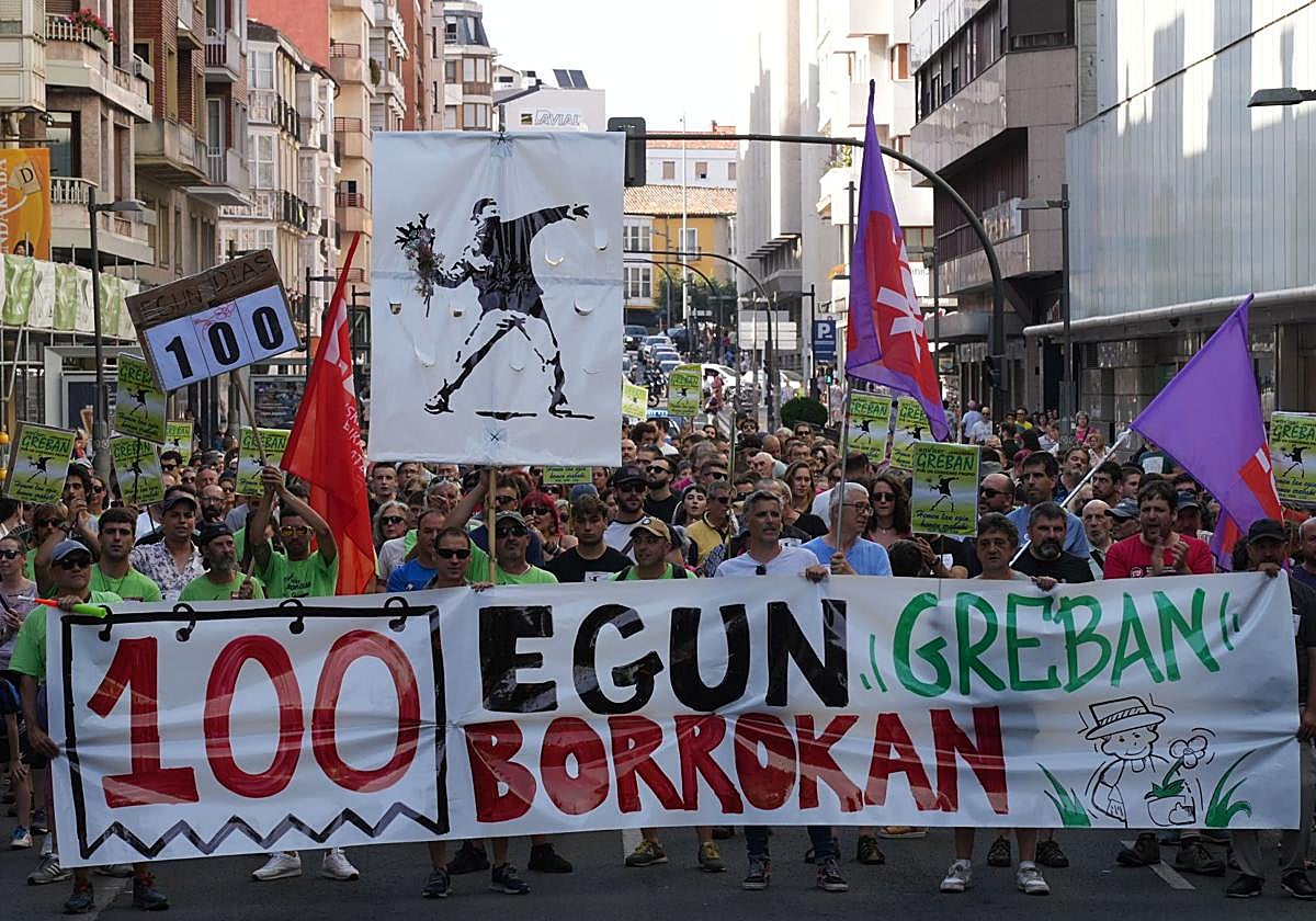 Reciente manifestación de los jardineros de Vitoria.
