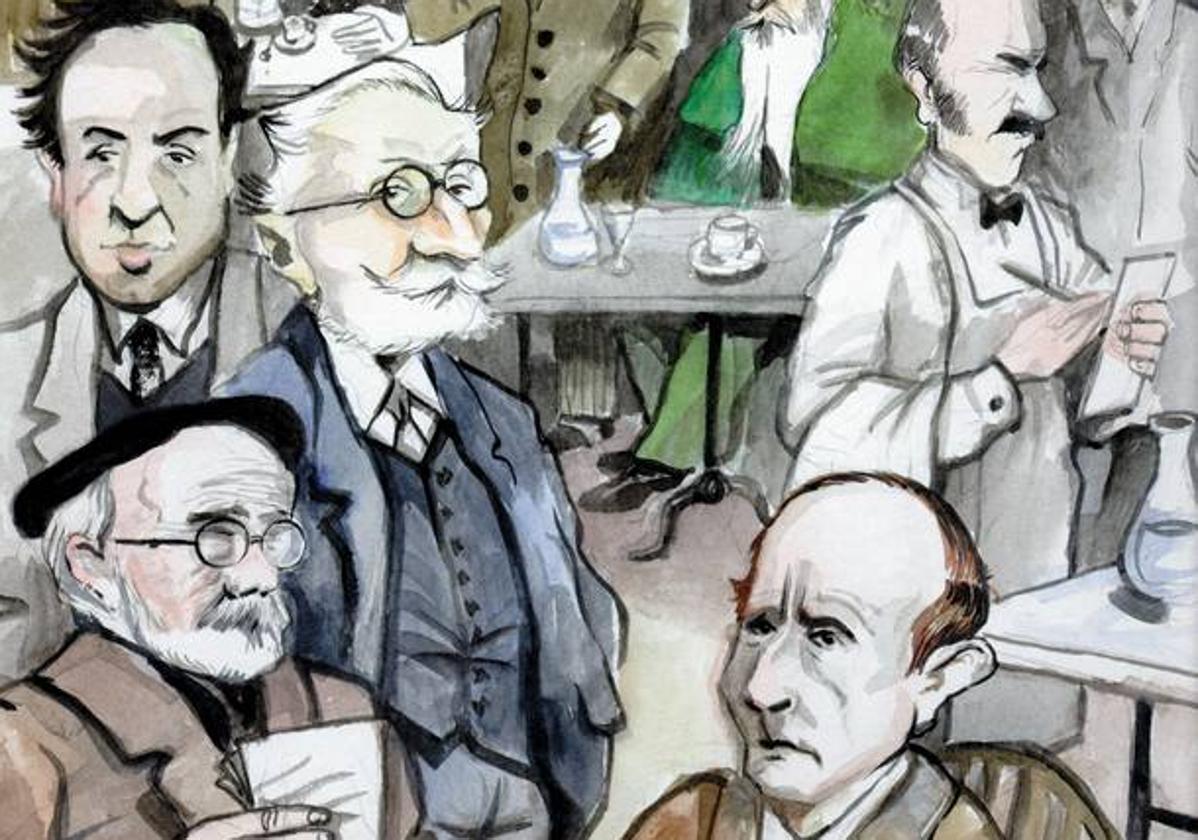 Los autores en un retrato de la Generación del 98.