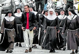Un momento anterior a la rueda de prensa en el convento de Belorado.