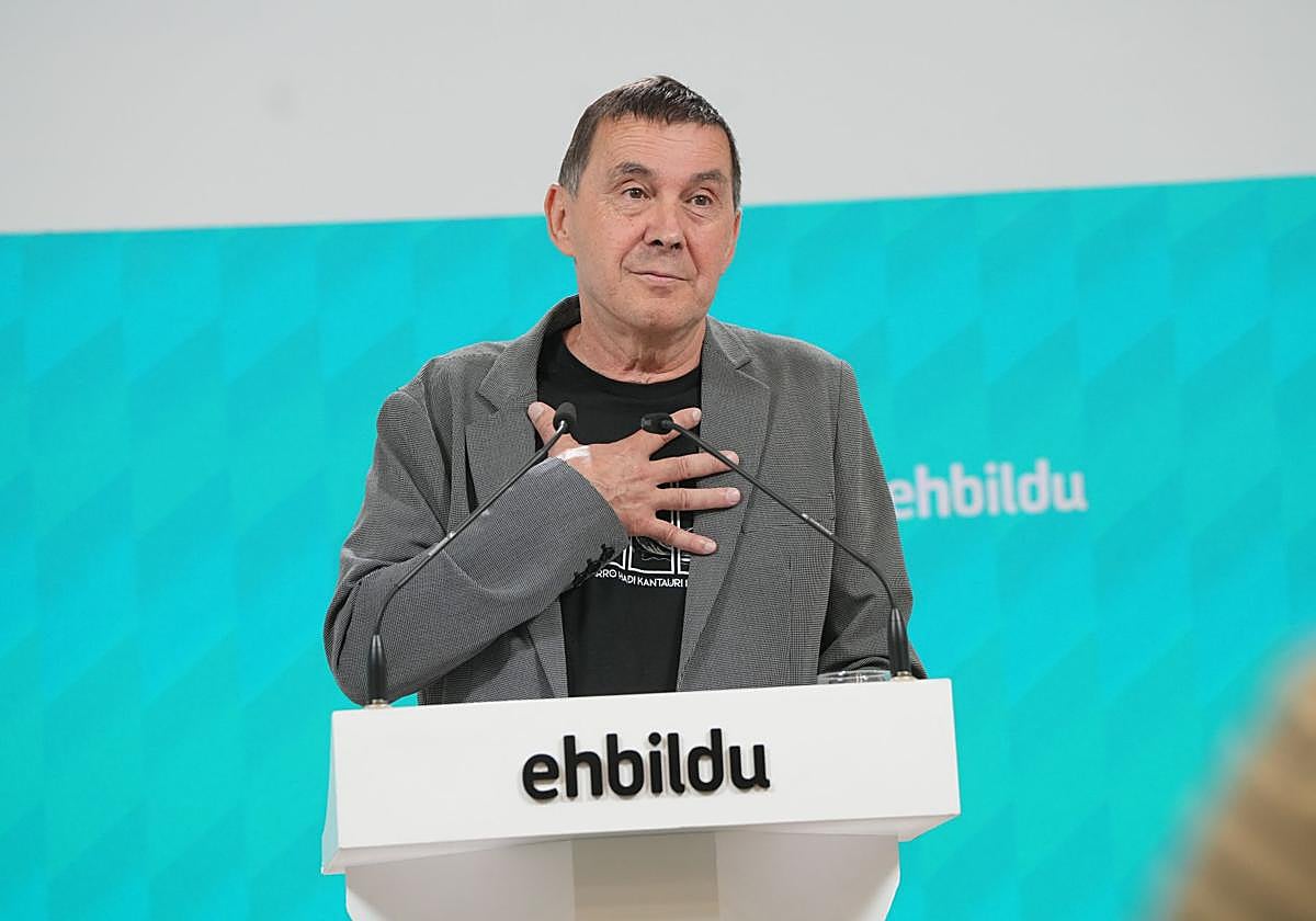 El secretario general de EH Bildu, Arnaldo Otegi, en una rueda de prensa.