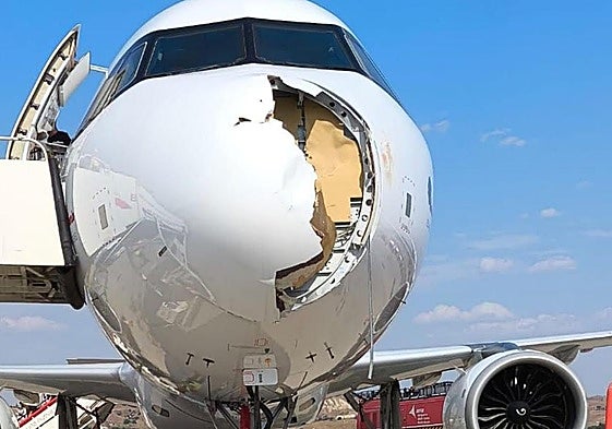 El choque con un ave rapaz desata el miedo a bordo de un avión en pleno despegue en Barajas