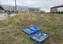 Cajas con las catas recogidas en la parcela de Lakua.