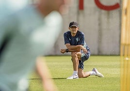 Valverde, durante un entrenamiento en las instalaciones de Lezama