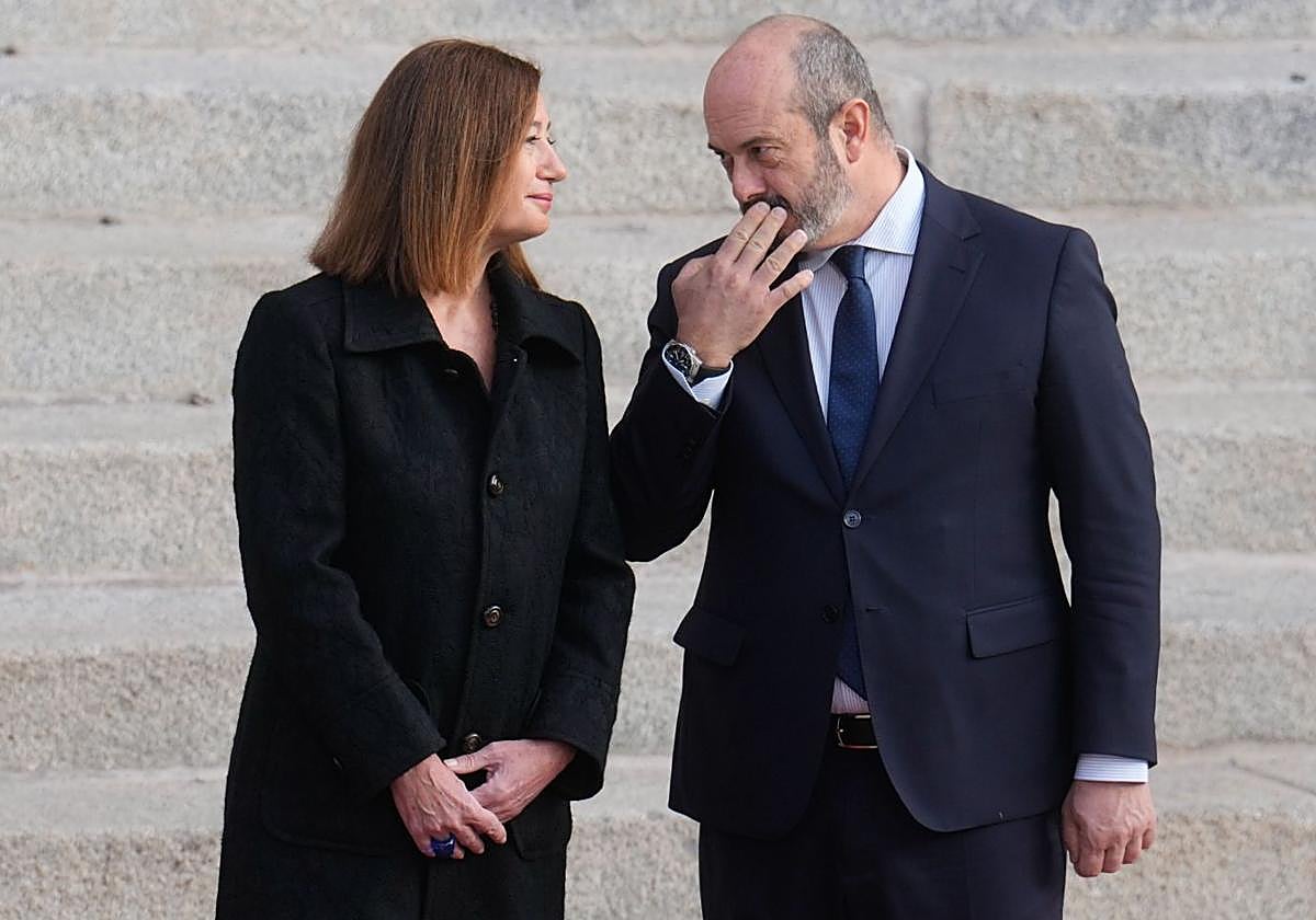 La presidenta del Congreso, Francina Armengol, y el del Senado, Pedro Rollán, en una celebración del Día de la Constitución.