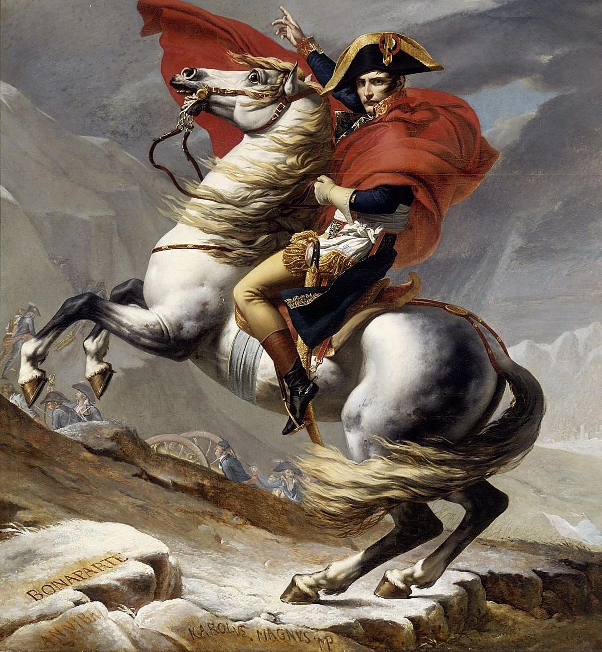 «Napoleón cruzando los Alpes» (1800), pintado por Jean-Louis David.