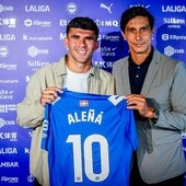 Aleñá y Sergio Fernández, en la presentación del centrocampista.