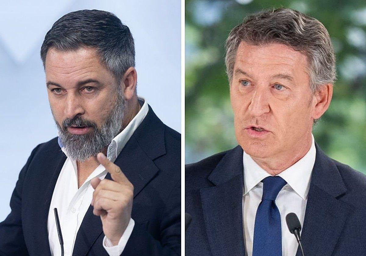 El líder de Vox, Santiago Abascal, y el presidente del Partido Popular, Alberto Núñez Feijóo.