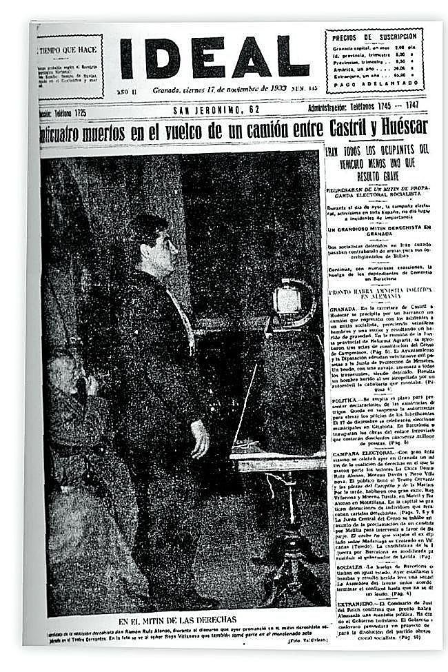 Foto de Ruiz Alonso durante un mitin, que apareció en la portada de IDEAL.