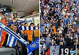 Aficionados del Alavés, de camino a Sevilla y en las gradas del Pizjuán