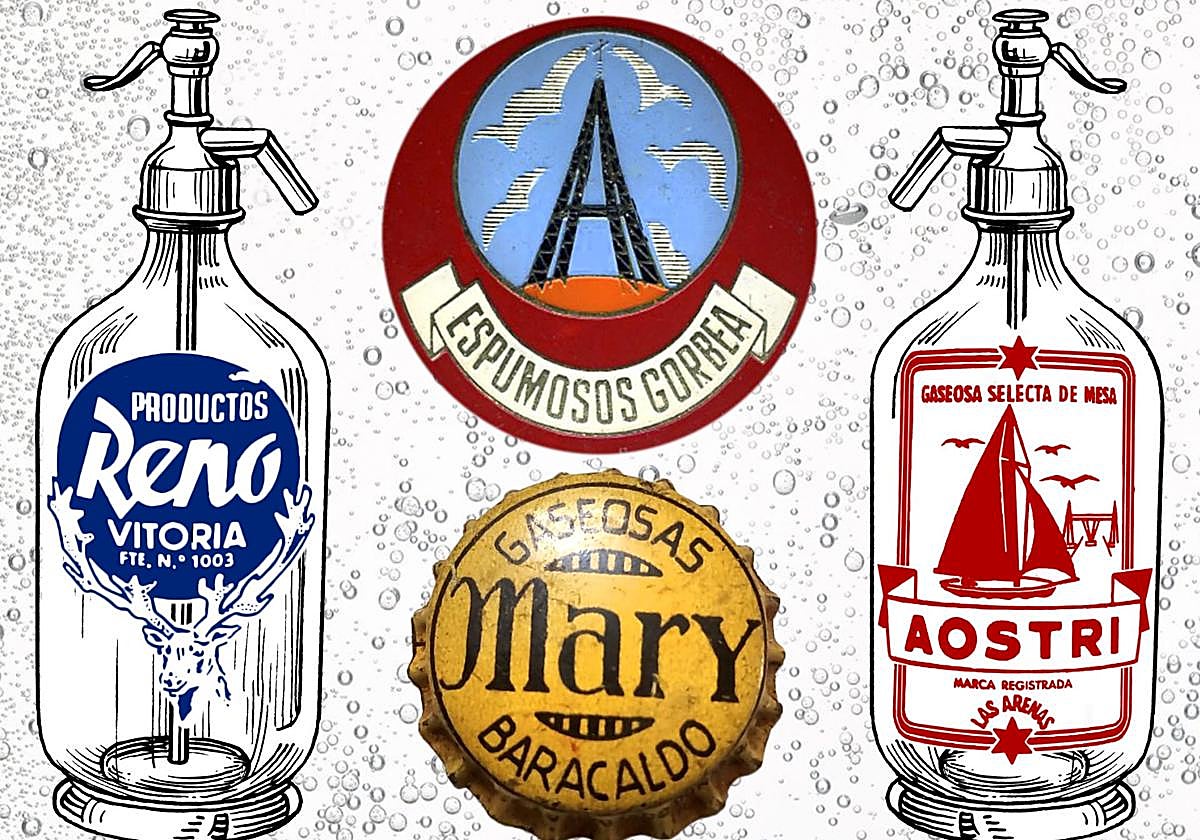 Antiguas marcas de gaseosa Gorbea, Mary, Reno y Aostri.