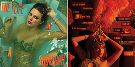 Portada (a la izquierda) del nuevo disco de Taylor Swift, 'The Life of a Showgirl', y contraportada.