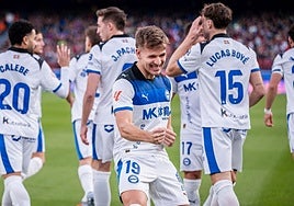 Pablo Ibáñez celebra su gol.