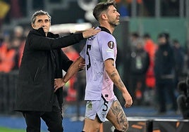 Valverde y Yeray en el estadio Olímpico de Roma.