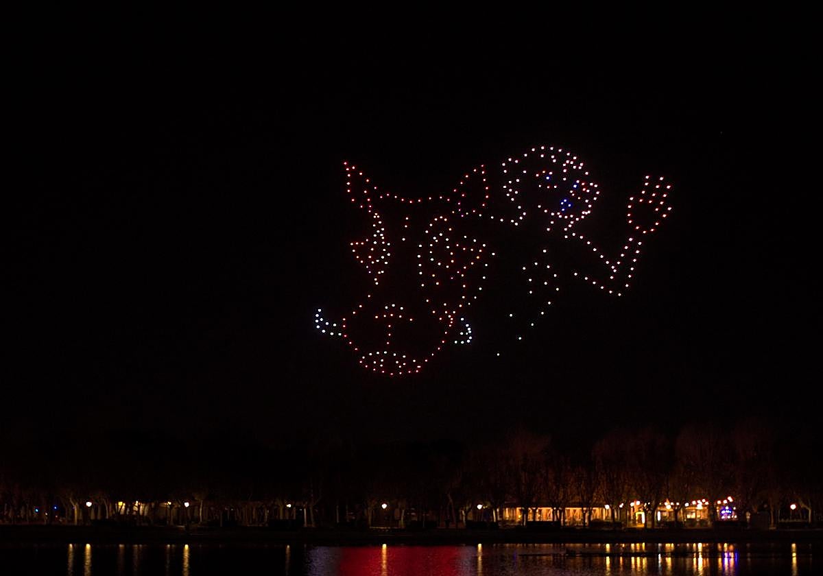 Imagen de uno de los espectáculos visuales de la empresa de drones.