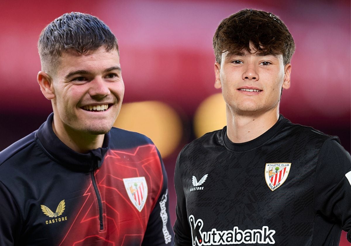 Los canteranos del Athletic Peio Canales y Mikel Santos .