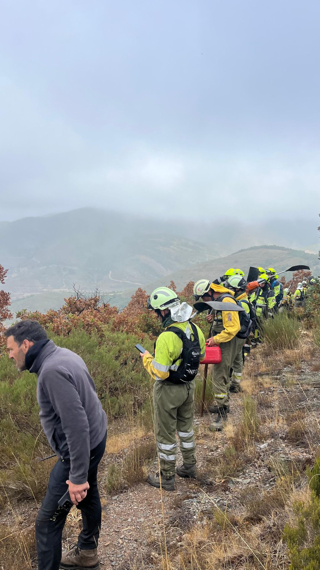 Ayuda de los equipos de bomberos y otros profesionales de Bizkaia en los incendios de León