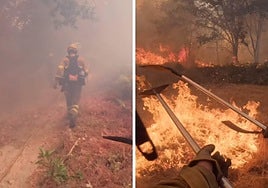El impactante momento en el que bomberos de Ourense se ven obligados a escapar de las llamas: «¡Hay que salir de aquí!»