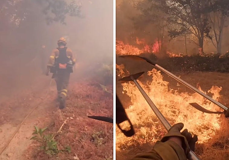 El impactante momento en el que bomberos de Ourense se ven obligados a escapar de las llamas: «¡Hay que salir de aquí!»