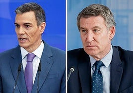 El presidente del Gobierno, Pedro Sánchez, y el presidente del PP, Alberto Núñez Feijóo.
