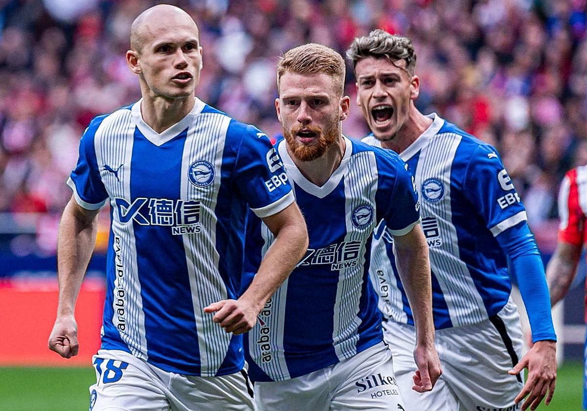 Guridi celebra el gol marcado el curso pasado contra el Atlético.