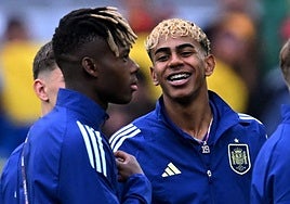 Nico y Lamine antes de la final de la Nations League ante Portugal.