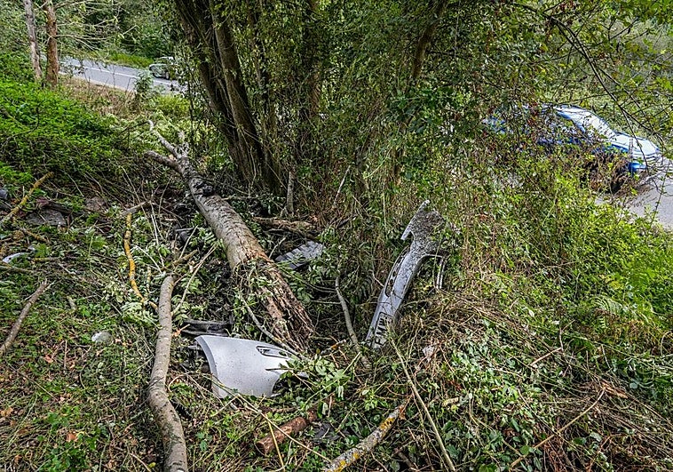 Investigan la salida de calzada del coche en la que murieron dos jóvenes en Okondo