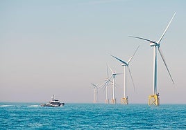 Turbinas del parque eólico marino Vineyard Wind, que Iberdrola tiene en Massachusetts.