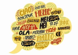 La palabra «hola» en diferentes idiomas.