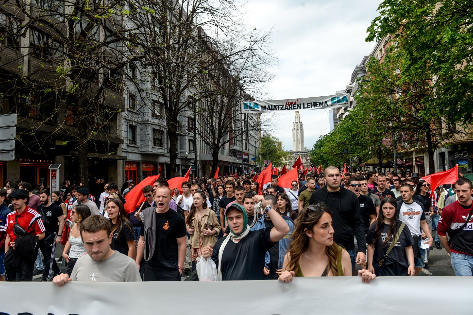 Miembros de GKS se manifiestan durante el último Primero de Mayo en Bilbao.