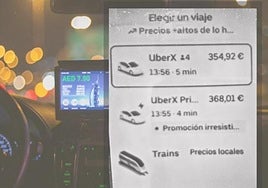 Pantallazo con el precio del trayecto este lunes entre Bilbao y San Sebastián.