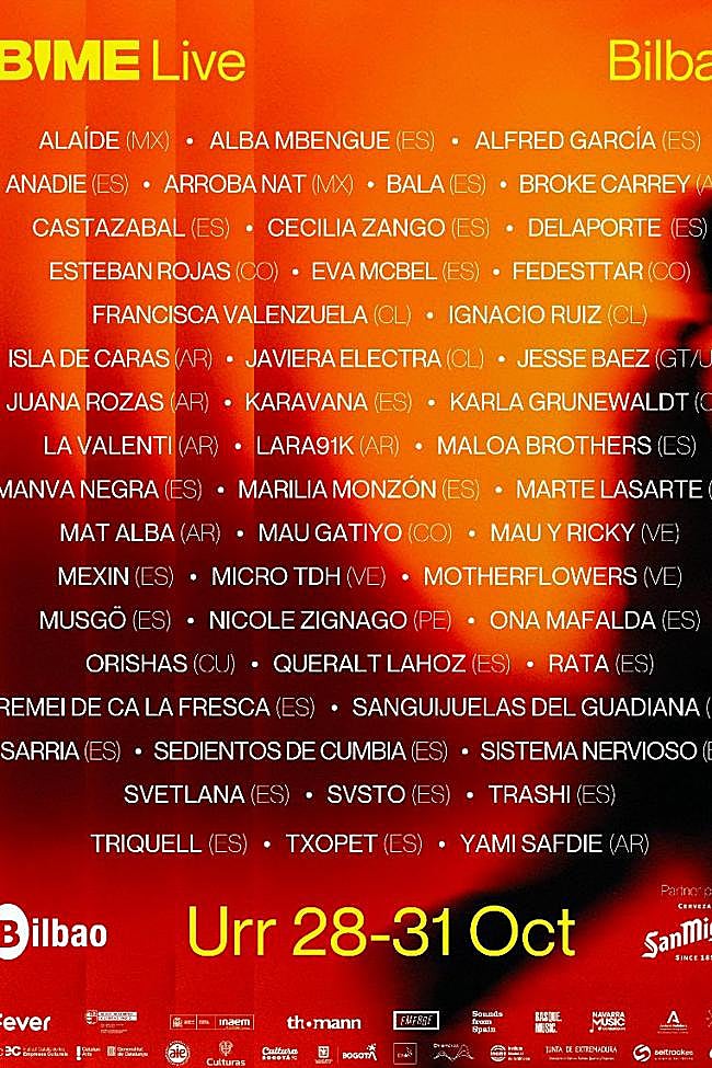 Cartel de las primeras confirmaciones del BIME Live.