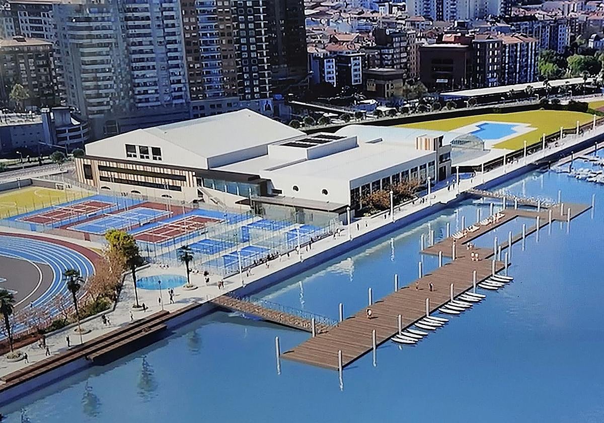 Infografía de la playa urbana que se prevé habilitar en Santurtzi de cara al próximo verano.