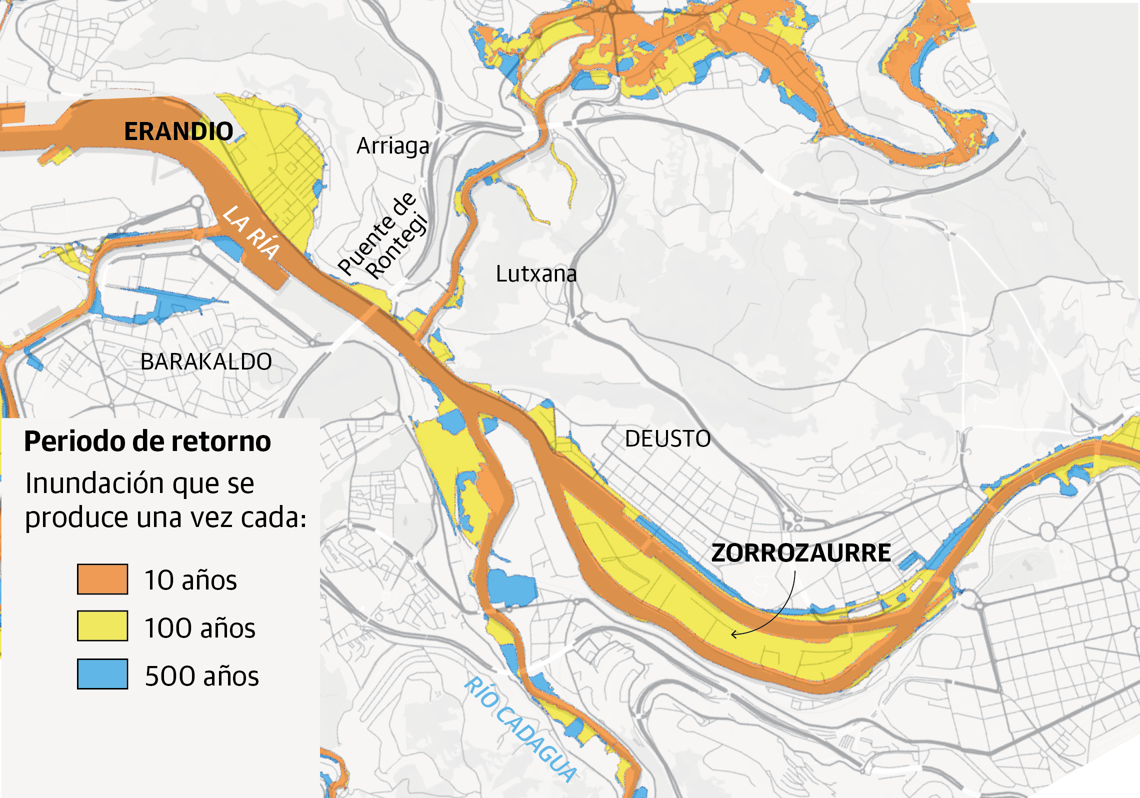 Imagen antes - Así se inunda Bizkaia: 8.000 vecinos en riesgo por las mareas extremas en la Ría
