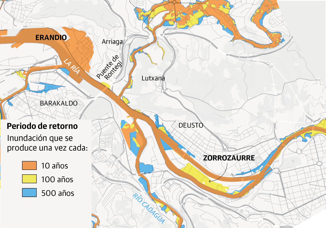 Imagen después - Así se inunda Bizkaia: 8.000 vecinos en riesgo por las mareas extremas en la Ría